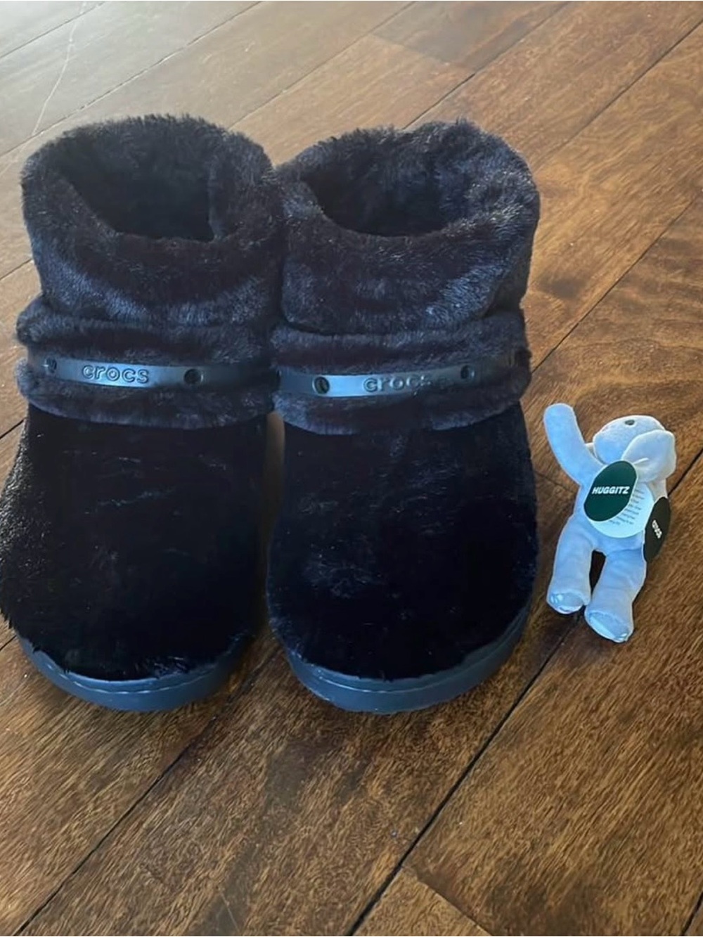 CROCS Black Fuzzy Lined Slip-On Clogs